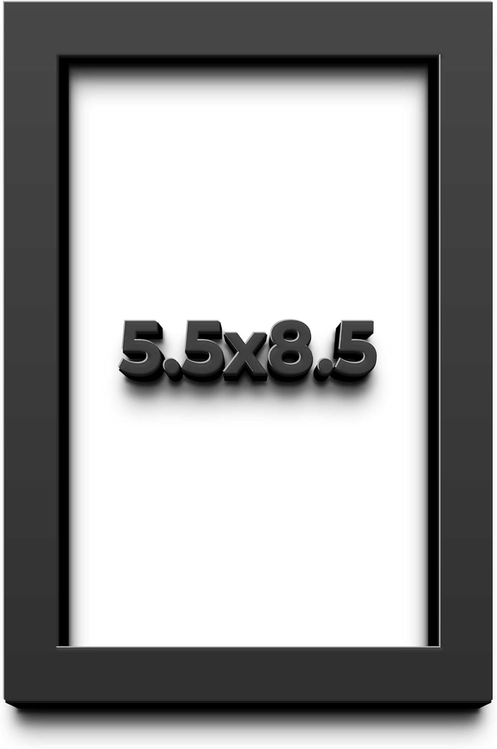 5.5x8.5 Black Shadow Box Frame - Contemporary Wood Shadow Box Complete with UV Acrylic, Foam Board Backing & Hanging Hardware
