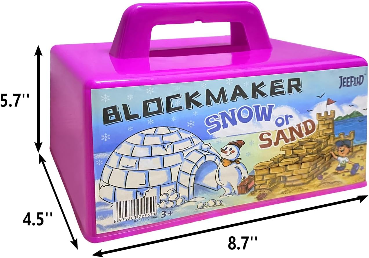 JEEFUD Snow Block Maker, Sand Castle Mold, Beach Snow Building Kit Toys Winter Outdoor Toys Christmas Gift for Kids, 2 Pack (Red & Purple)