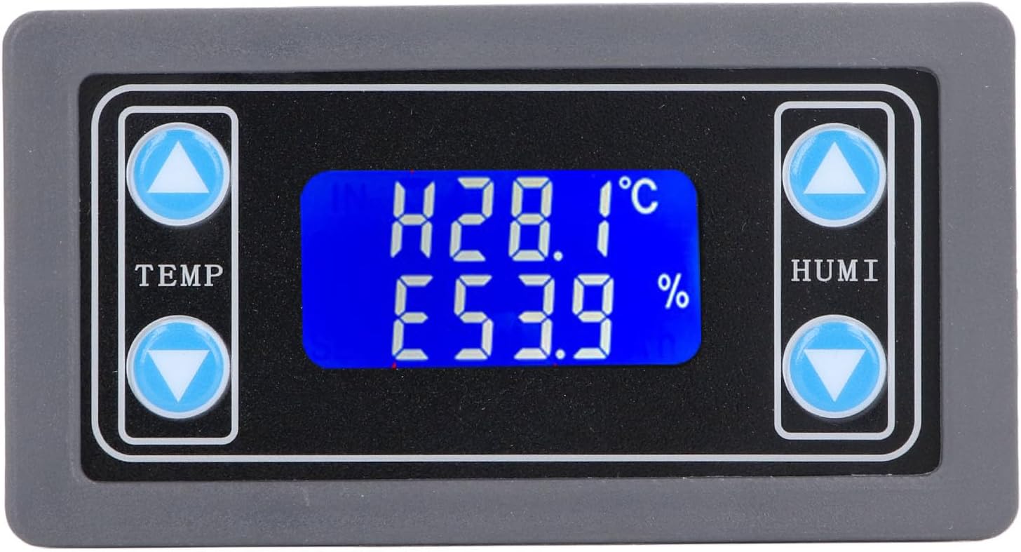 Temperature Humidity Controller Dual Relay Output Digital Thermostat Humidistat Control Module for Greenhouse Reptile Terrarium ABS Material