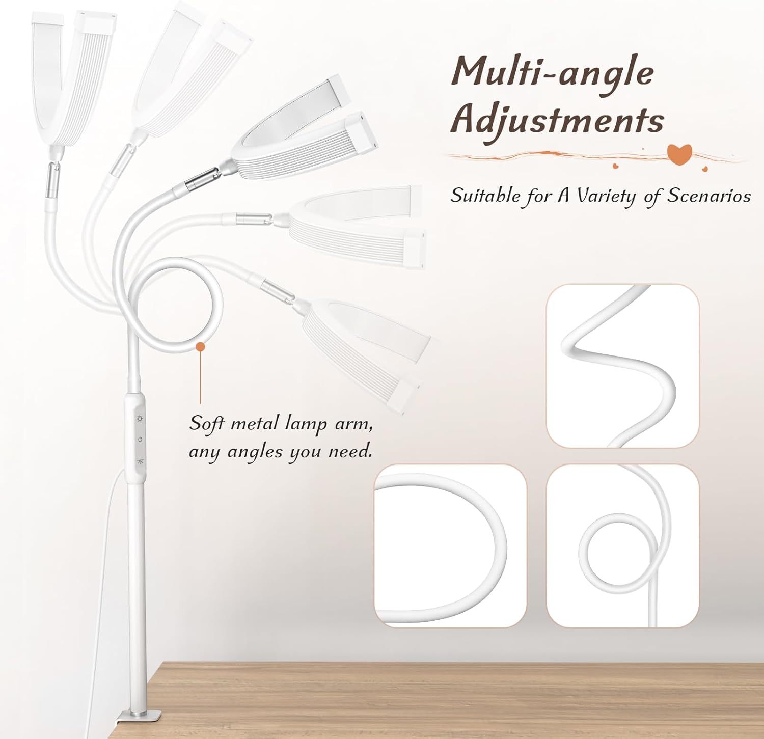 Half Moon Light with Clamp, LED Manicure Table Lamp, Desk Lamp for Nail Desk, Eyelash Extensions, Skincare and Tattoo, 5 Brightness Levels and 5 Color Modes, Remote Control (White)