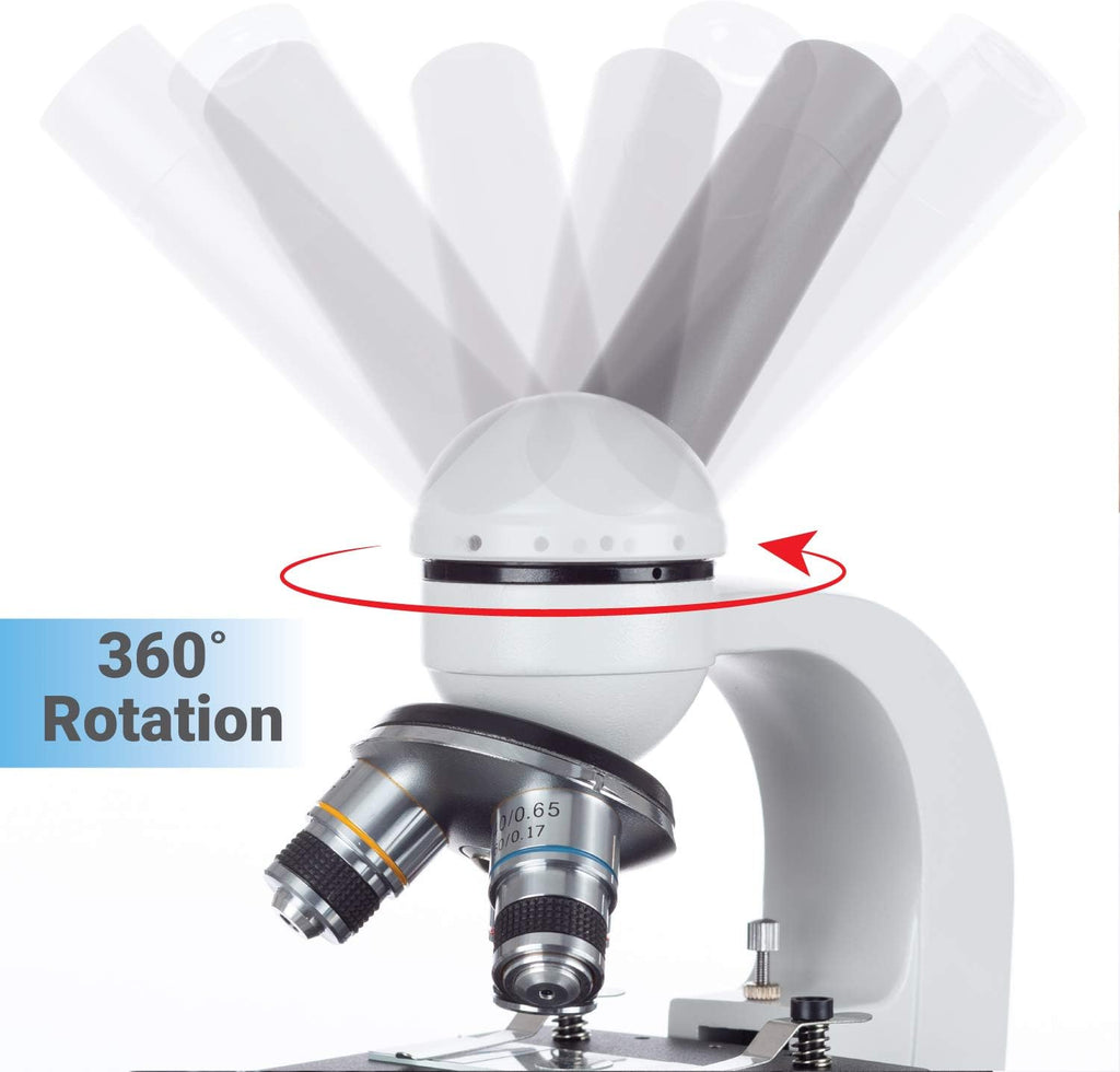 AmScope 40X-1000X Student Biological Compound Microscope with Sturdy All-Metal Framework, Optical Glass Lenses, Mechanical Stage and Coarse & Fine Focusing