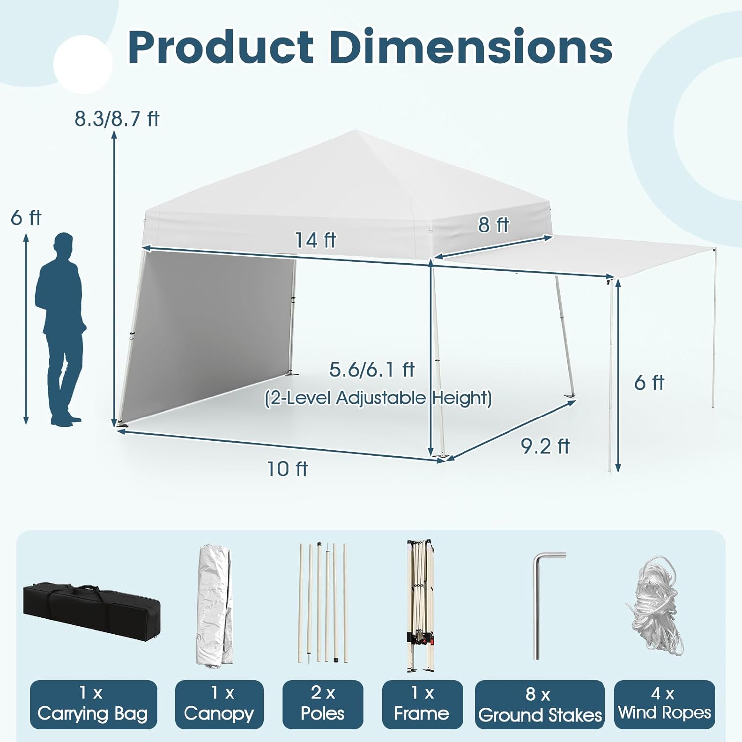 Tangkula 10x9.2 Ft Pop up Canopy with Sidewalls, UPF50+ Outdoor Tent with 8 Stakes, 4 Wind Ropes, Carry Bag, Portable Canopy Tent with Awnings for Camping, Patio, Market