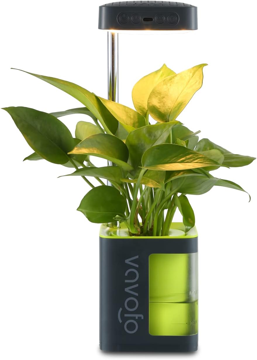 VAVOFO Plant Light for Indoor Plants Rechargeable Mini Grow Light with Planter, Full Spectrum, Height Adjustable, Automatic Timer, DIY Various Small Planting,Green