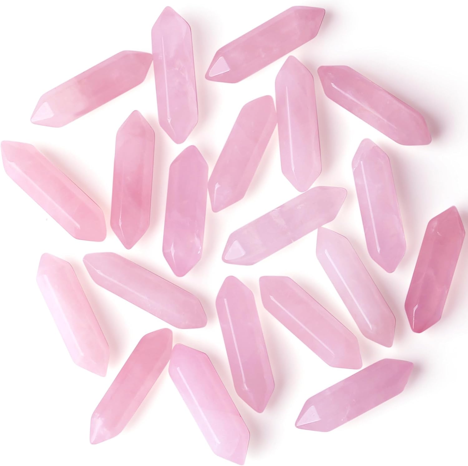 ZHIYUXI Rose Quartz Crystals Gem Stones Healing Crystals Rose Quartz Pink Crystal Points Crystals Bulk Tumbled Polished Energy Reiki Crystal Wand Wholesale Therapy Meditation Decor Gifts 10 Pcs