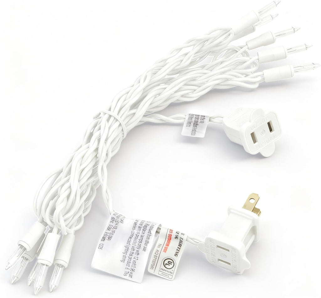 Mini Christmas Lights String Warm White Vintage Short Strand String Lights, Clear Bulbs Wire Fit Light up Christmas Decorations(10 Bulbs Connectable,8ft,White)
