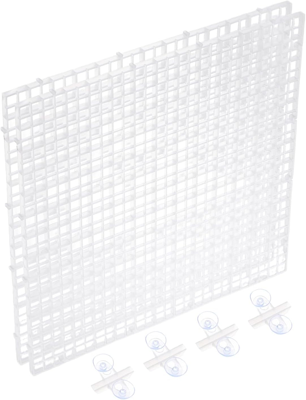uxcell 2Pcs Aquarium Fish Tank Divider, 12x12 Inch Plastic Egg Crate Light Diffuser Grid Filter Bottom Partition Separator with Sucker Clips and Suction Cups for Aquarium, Clear
