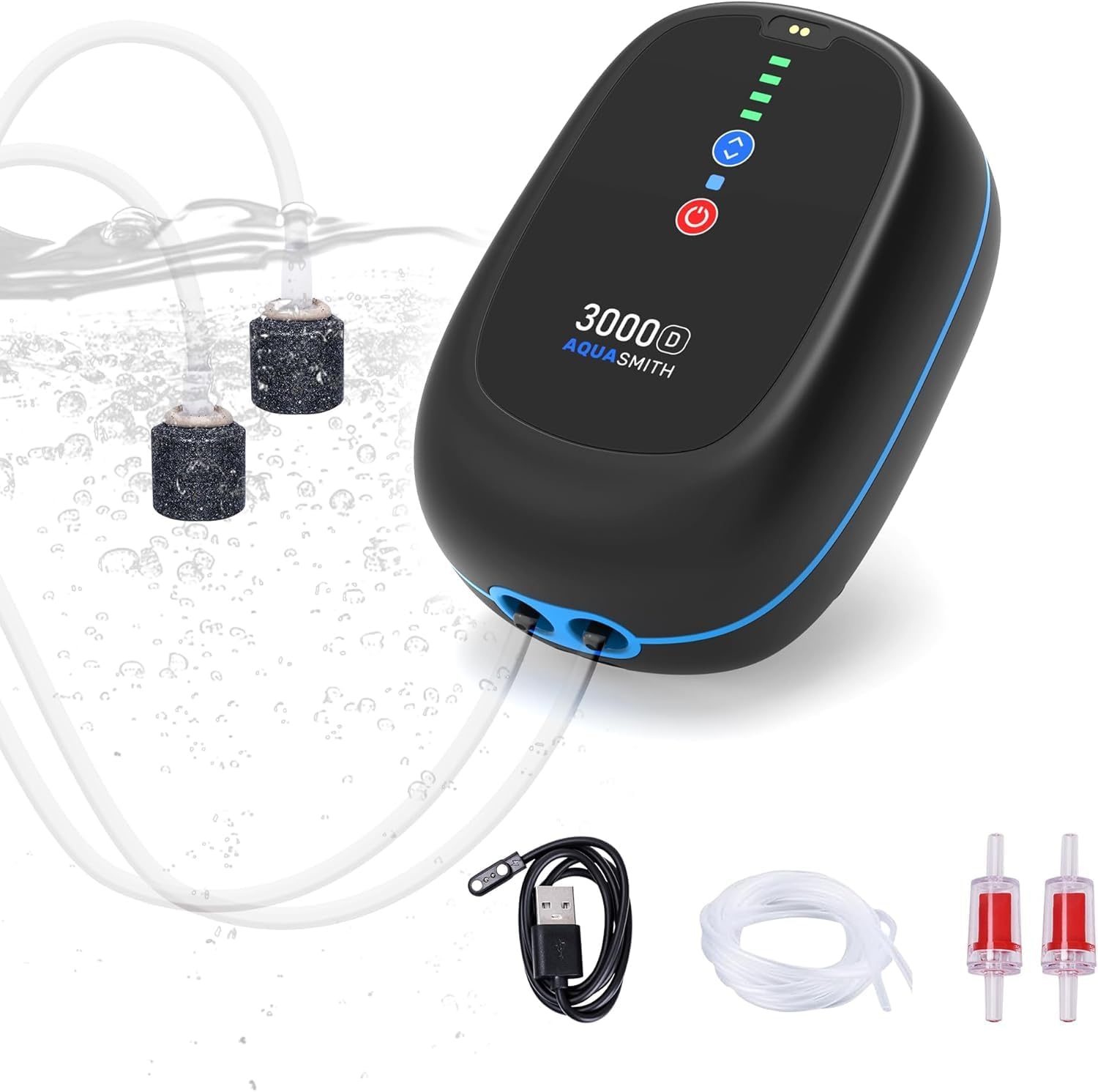 Bait Aerator,Rechargeable Aerator for Fish,IPX7 Waterproof, Suitable for Outdoor Fishing, Power Outage Emergency air Pump, Built-in Battery 3000mah, (3W/48GPH) Maximum Battery Life of 70 Hours