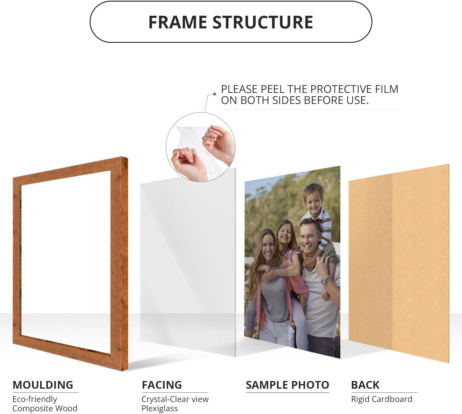 wallsthatspeak 4x5 Light Walnut Rustic Pine Picture Frame for Puzzles Posters Photos or Artwork