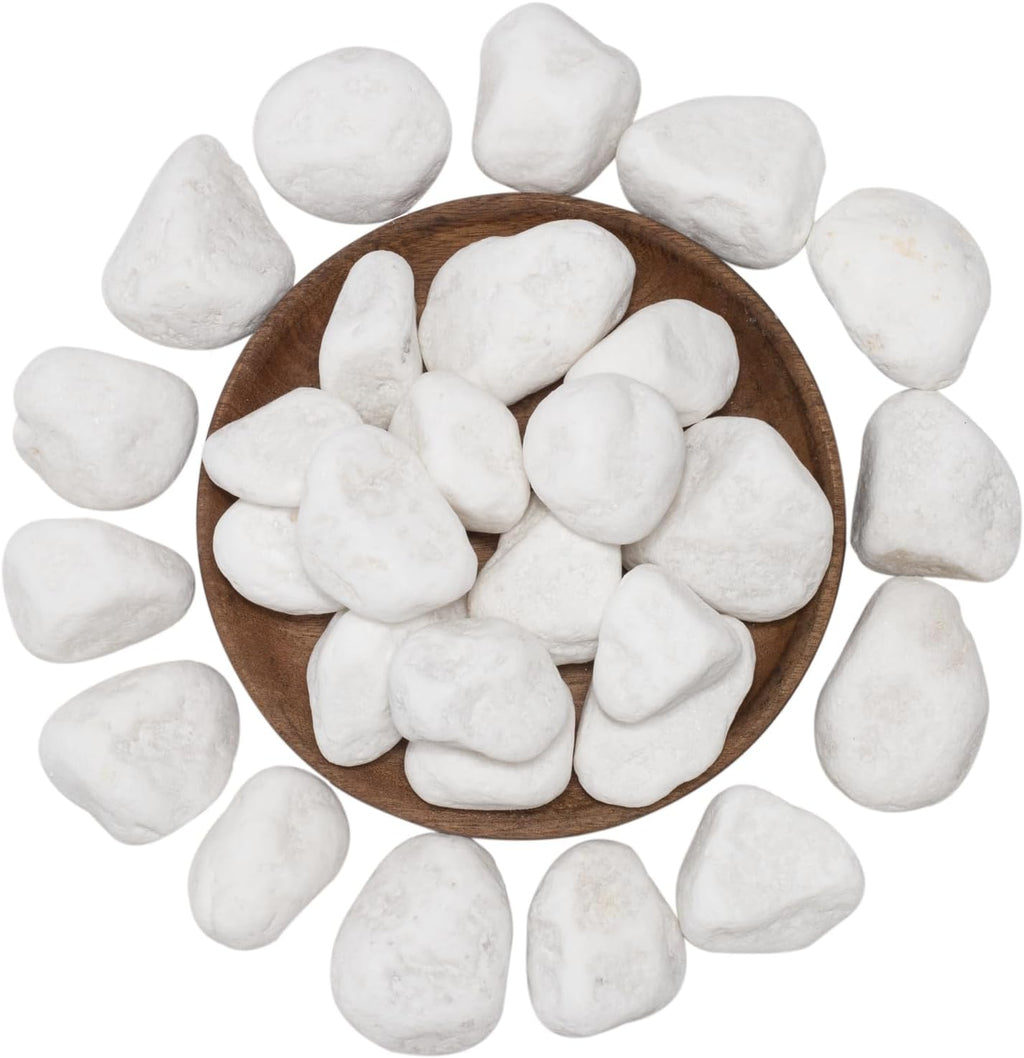 White Natural River Rocks, 1.5-2.5 Inch Decorative Stones for Plants, Garden, and Landscaping – 20LB, Ideal for Fish Tanks, Vases, Crafting, Home Decor, and Outdoor Landscaping
