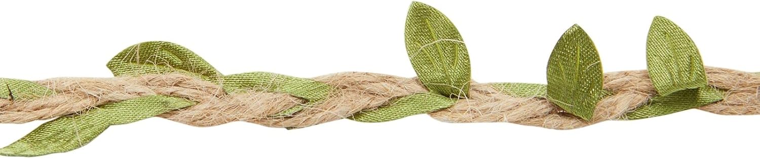 Juvale Burlap Leaf Ribbon - Jungle, Safari & Fairy Party, Enchanted Forest Decor, Vines for Crafts (4 Rolls, 65.6 Ft Total)