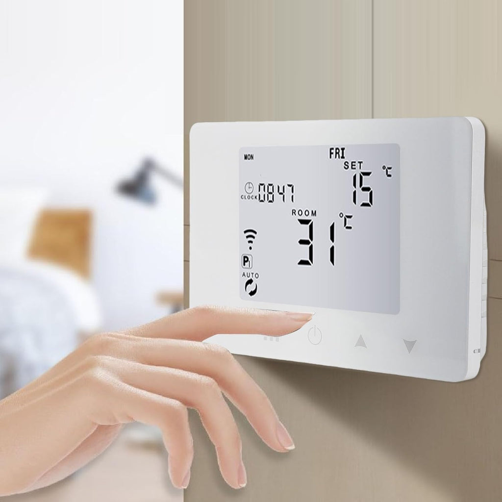 Smart Temperature Controller, WiFi APP Control Digital Display Thermostat with Wall Mounted Design, for Home Office Hotel