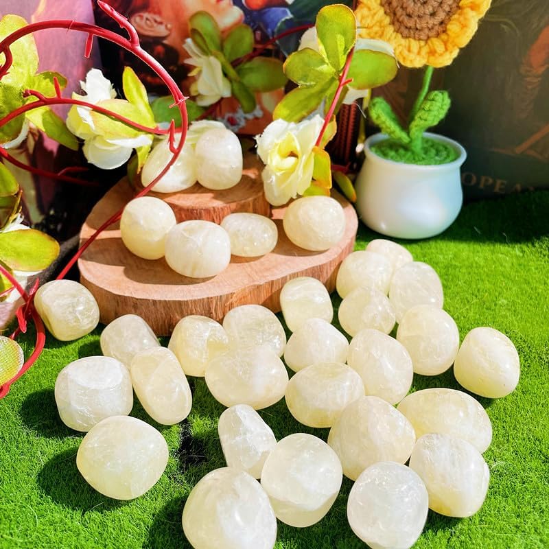 DUQGUHO Citrine Crystals Bulk Natural Irregular Polished Stones Tumbled Crystals Gemstone Rocks for Beginners Gift 200g
