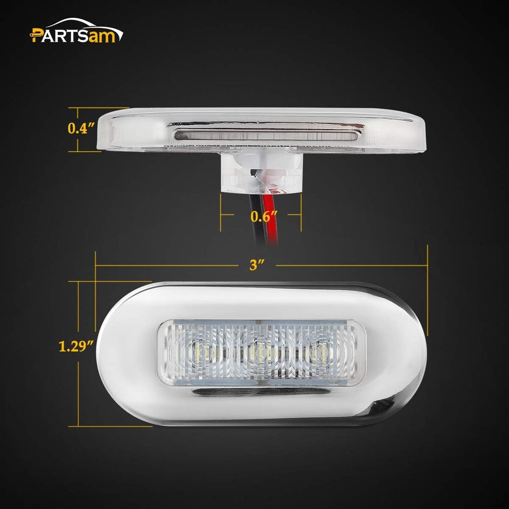 Partsam 4pcs 3" LED Oblong Stainless Courtesy Light Submersible Yacht Marine Boat Deck Lights, Walkways Step storage Led Interior Exterior courtesy Lights lighting, Suface Mount, 12V