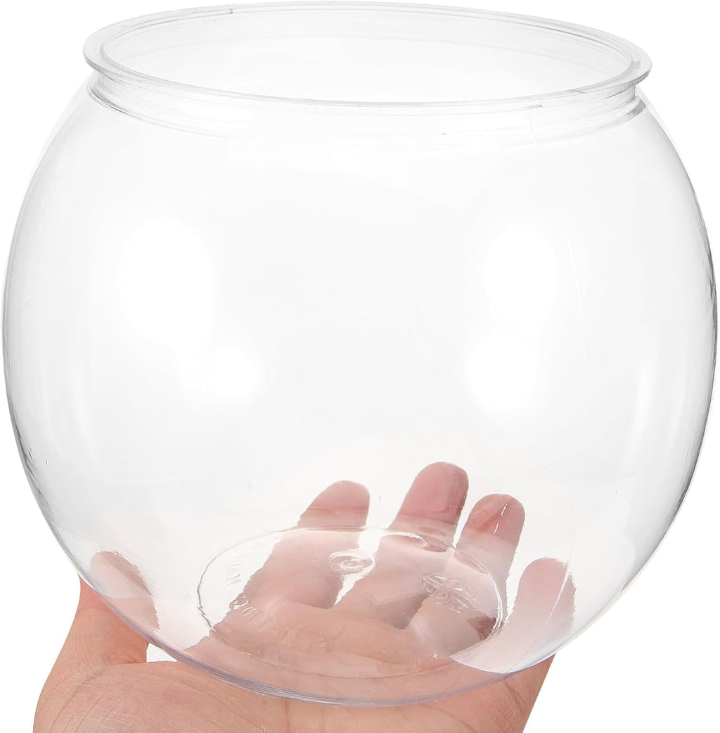 Mipcase Plastic Fish Bowl, Round Goldfish Tank Small Betta Fish Bowl Clear Fish Tank Bowl Desktop Goldfish Bowl for Home Decor