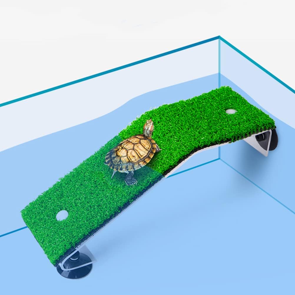 HIERYAN Turtle Basking Platform, Tortoise Ramp Reptile Tank Ladder Resting Terrace, Tortoise Ramp Reptile Ladder Resting Terrace Fish Tank Aquarium Turtle Dock Floating Décor (14" X 4.7" X 4")