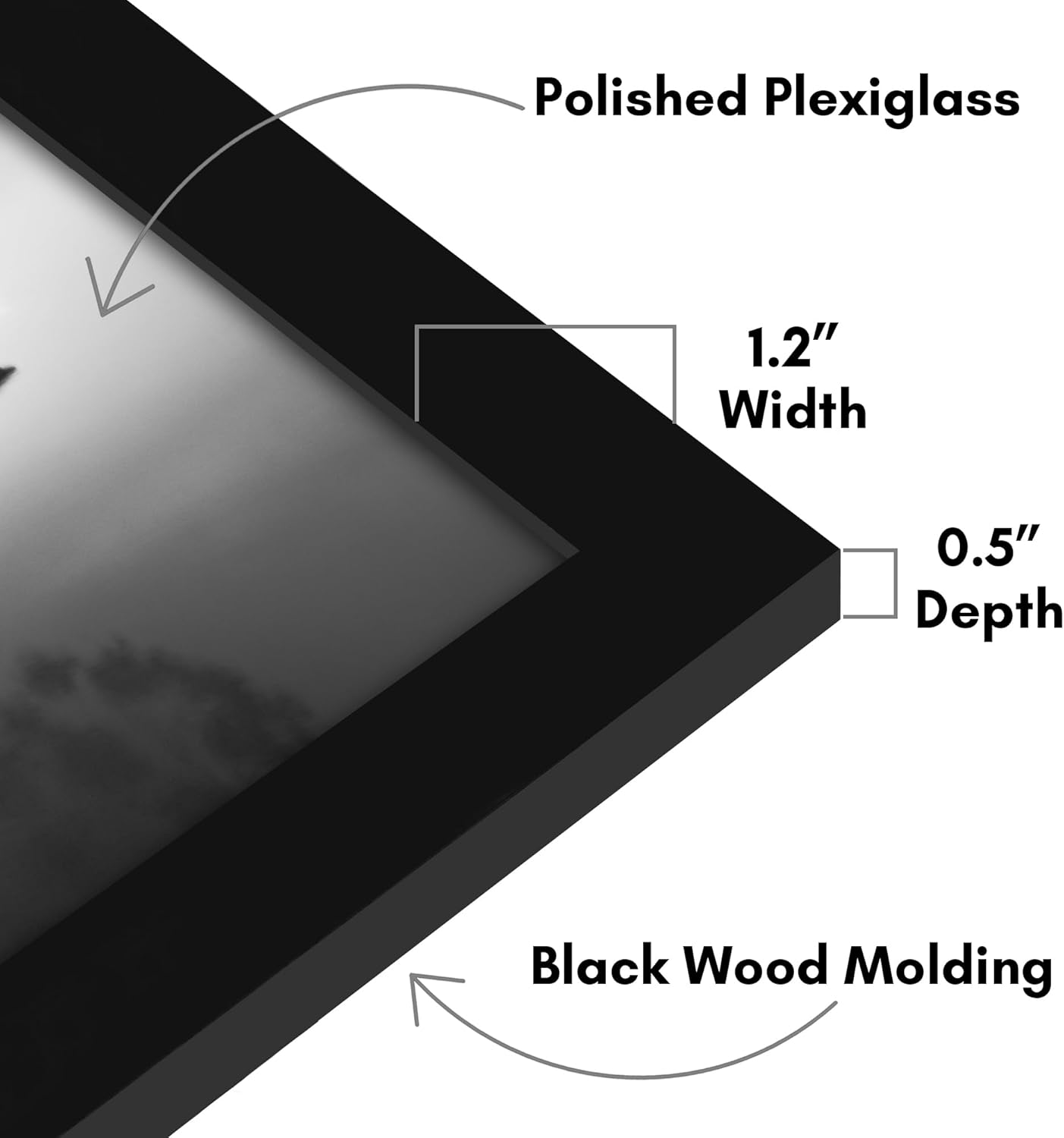 Americanflat 15x20 Picture Frame with Polished Plexiglass - Black Picture Frame - Wide Photo Frames Made of Engineered Wood for Vertical or Horizontal Wall Display - Epic Collection - Black