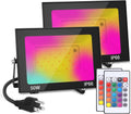 LED Flood Light Outdoor, 50W Color Changing RGB Flood Light, IP66 Waterproof Outdoor Landscape Lights Stage Lights, 5000LM Uplighting for Party, 2Pack
