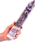 JIC Gem Large Chevron Amethyst Healing Crystal Wand Point 6 Faceted Obelisk Tower Reiki Chakra Meditation Therapy 1.7-2.2 Lbs