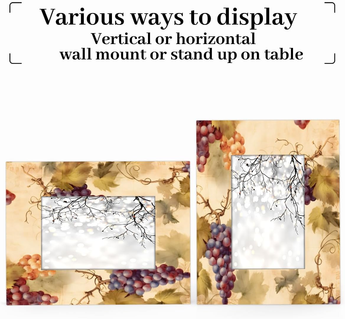Grapevine Print 4x6 Picture Frame, 4x6 Wood Photo Frame for Wall Hanging or Tabletop Display Decor