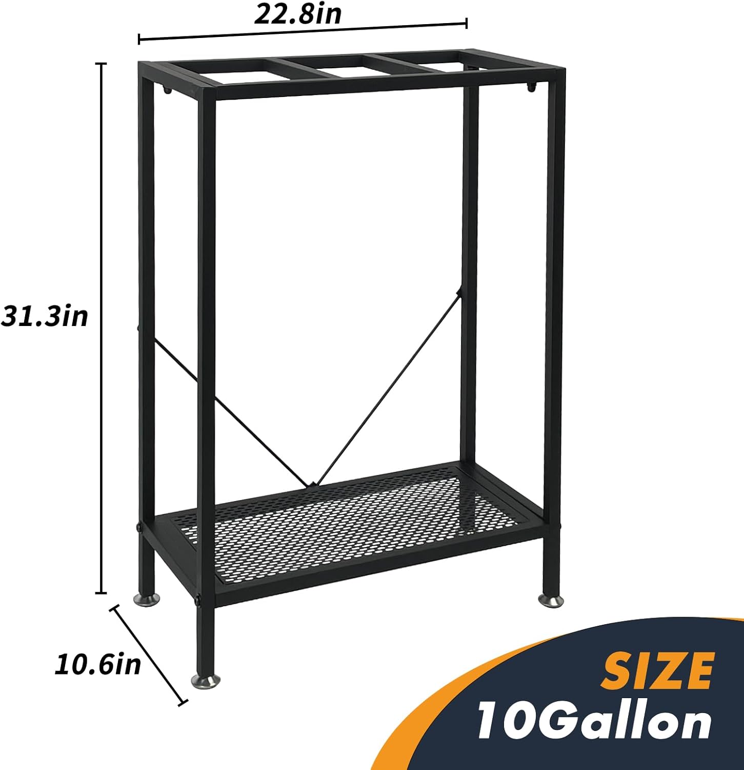TONGMO Fish Tank Stand: The Perfect 10 Gallon Metal Aquarium Stand Measuring 22.8" W x 10.6" D x 31.3" H to Fit Your Aquatic Display Needs.