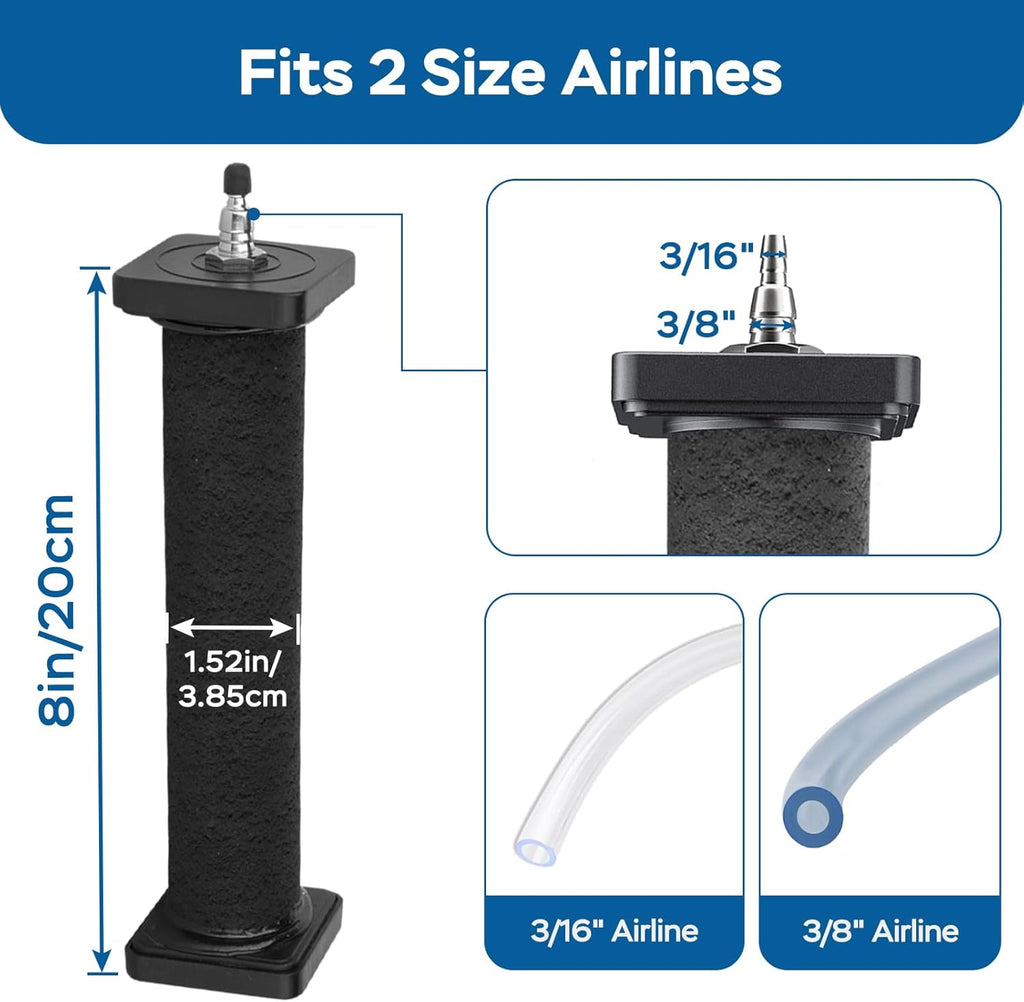 AquaMiracle New Innovative Rubber Air Stone for Large Aquarium, 8”x1.52” Fish Tank Air Stone 1-Pack, Air Bubbler Oxygen Air Diffuser for Pond Aerator
