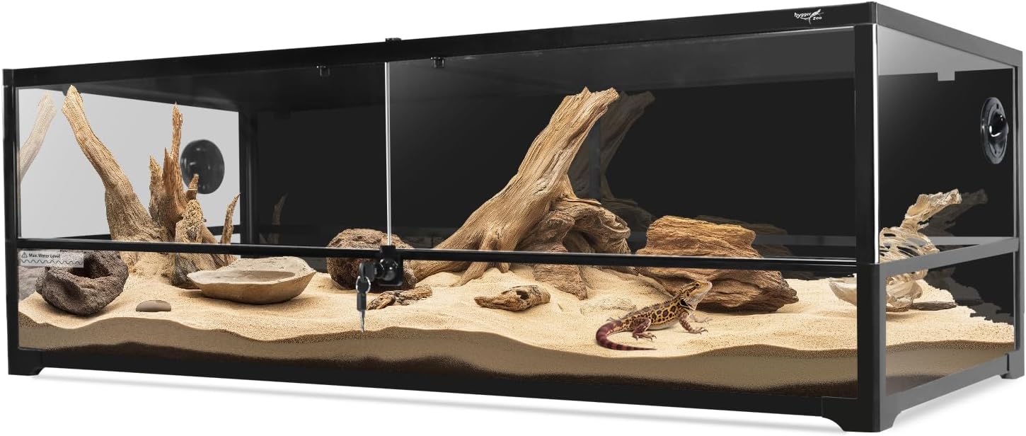 Glass Reptile Terrarium 24" x 18"x 48"Front Opening Chameleon Cage ull View Glass Terrarium Tank with Double Hinge Door for Reptiles Amphibians, Bearded Dragon Gecko Lizard Snake