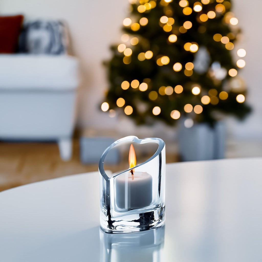 WGVi 6 Pieces Clear Glass Heart Tea Light Votive Candle Holder, Width 3", Height 4", Clear Small Slant Cut Heart Glass Candleholders, Tiny Container, Valentine Gift, Tabletop Décor