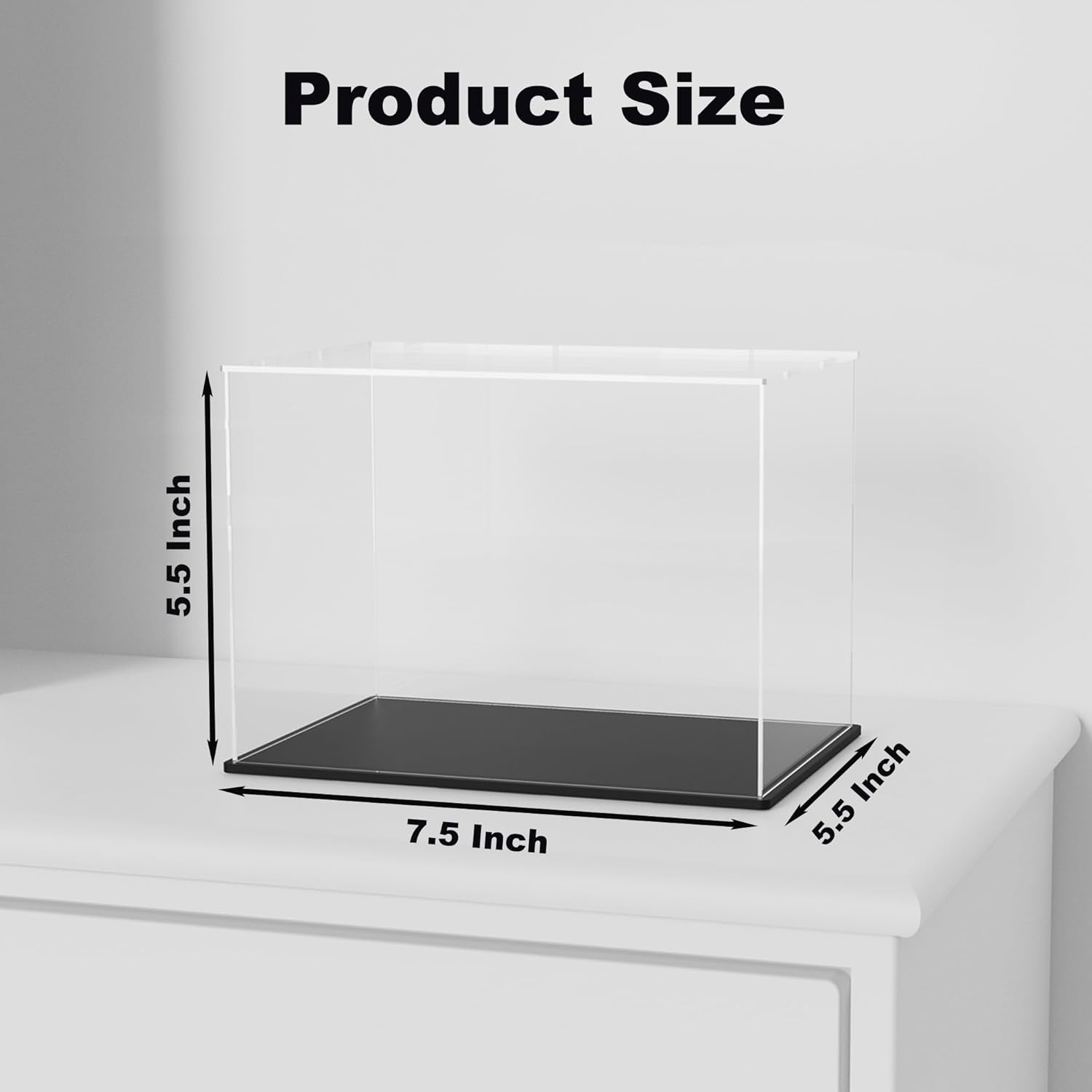 SVENJBB Mini Helmet Display Case, 7.5x5.5x5.5 Inch Acrylic Box for Display, Clear Acrylic Display Cases with Matte Black Base for Football Mini Helmet Protection
