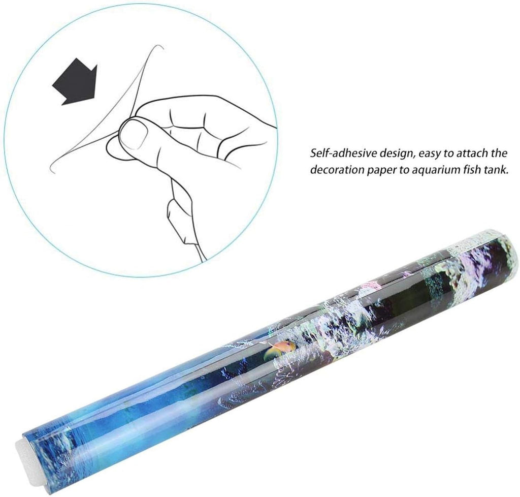 Keenso Aquarium Background Poster PVC Self-Adhesive Fish Tank Decoration 61x30cm to 122x61cm HD Image Colorful Underwater Scene for Glass Tanks