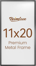 Heimlove 11x20 Metal Picture Frame,Black Aluminum Photo Frames-Real Tempered Glass,Wall Gallery Poster Puzzles Artwork frame Mounting Horizontally or Vertically Decor for Wall-1Pack