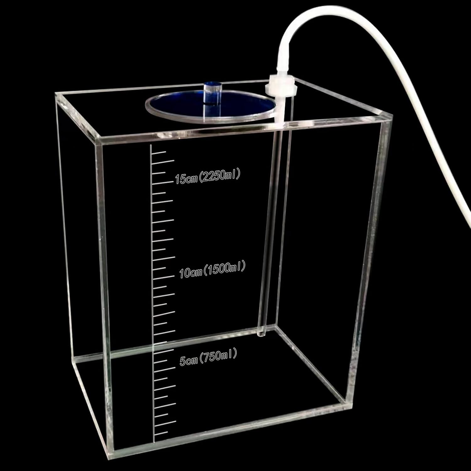 Acryli Made dosing Container, Liquid srorage Bucket, Aquarium Air Pump Accessories，dosing Pump Liquid containers,Reservoir (2.5L/0.66gal Blue lid)