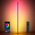 Luckystyle Smart RGB Corner Floor Lamp,Bright LED Tall Modern Floor Lamp with APP and Remote,Ambient Lighting Color Changing Standing Lamps with Music Mode and Timing for Living Room,Bedroom,Party Red