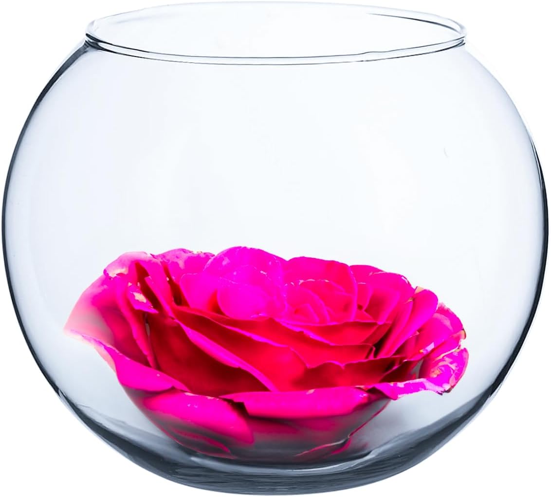 WGVI 24 Pcs Clear Glass Tea Light Votive Candle Holders, Width 3", Height 2.5", Small Globe Bubble Bowl Round Vase, Tabletop Décor Container Terrarium