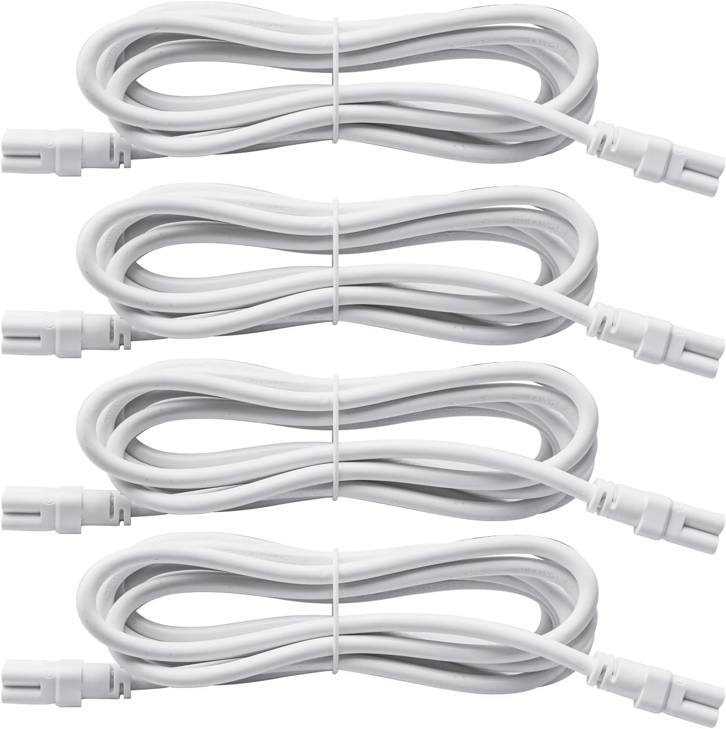 DiCUNO T5 T8 Tube Light Extension Cords 9.8FT, Female to Female Double end 3 Pin LED Tube Connector Cable, Power Extension Wire for LED Integrated Single Fixture, Garage Light, White, Pack of 4