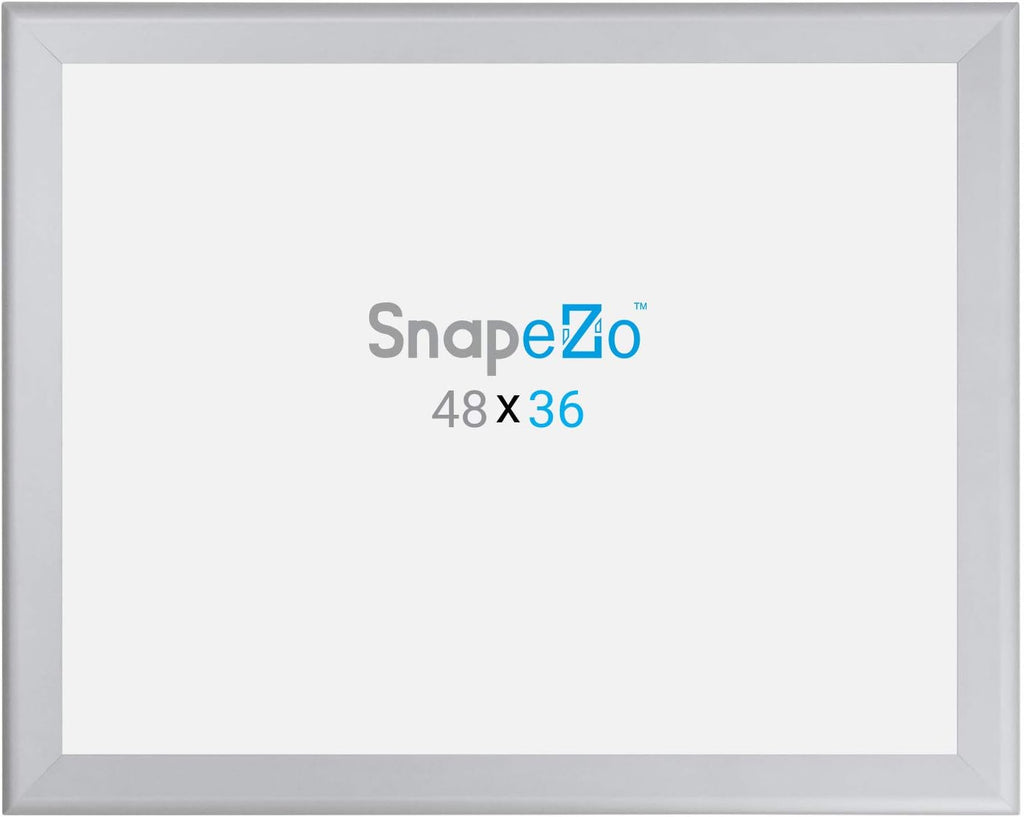 SnapeZo Poster Frame 36x48 Inches, Silver 1.7 Inch Aluminum Profile, Front-Loading Snap Frame, Wall Mounting, Wide Series