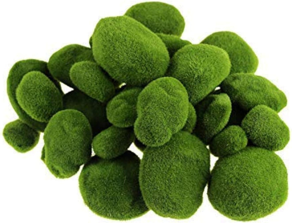 40 Pieces Artificial Moss Rocks Decorative Faux Green Moss Covered Stones (3 Size)