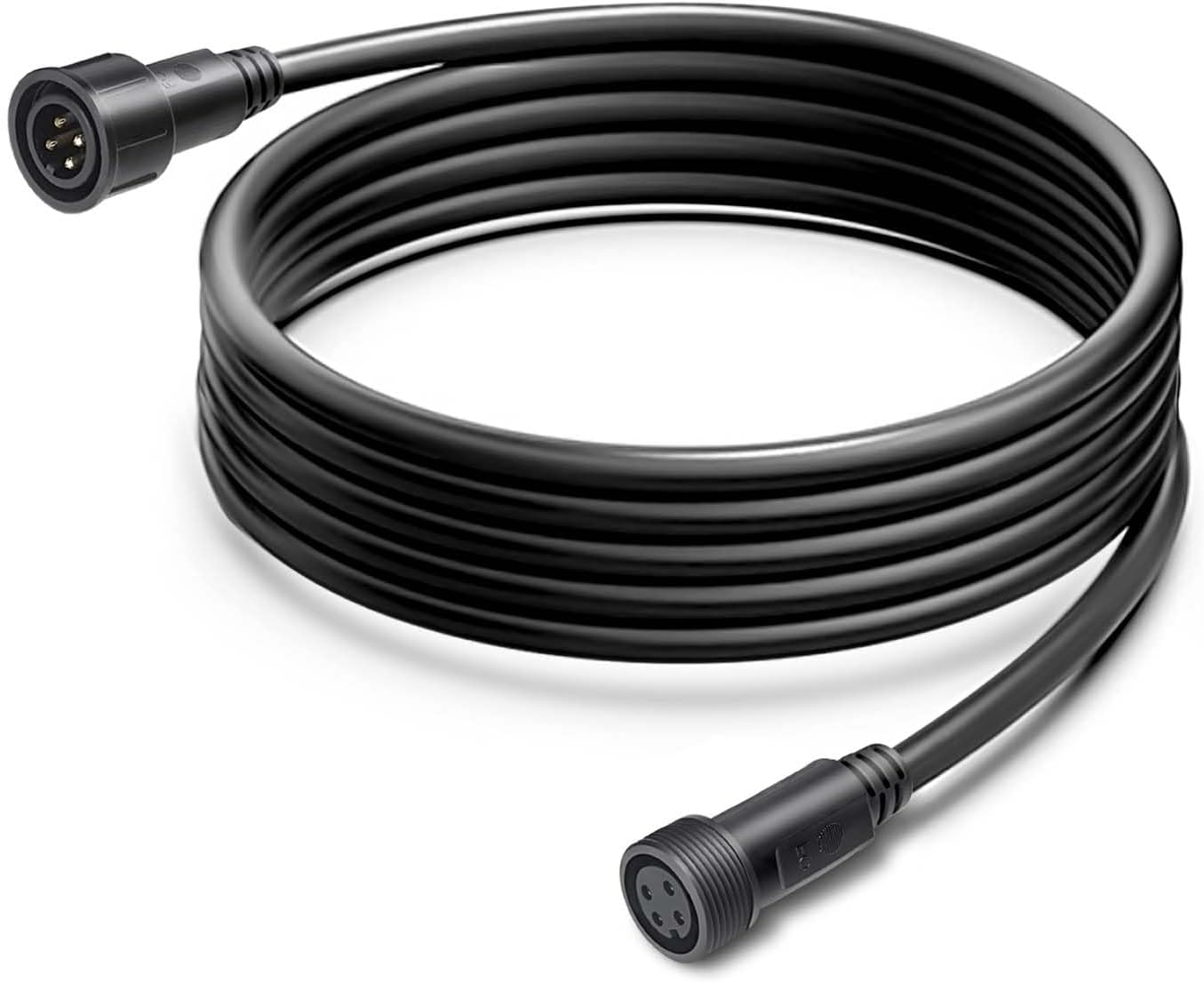 MAD OWL 4 Pin Waterproof LED Wire Connector, 16 AWG 118.1 inch/3M IP68 Male and Female Heads Extension Cable for Indoor and Outdoor LED Strip Light(1 Strip Black)