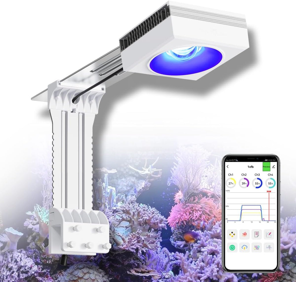 PopBloom RL90 Reef LED Light, 100W LED Aquarium Light Full Spectrum for 18 Inch to 24 Inch Fish Tank Reef Aquarium Light Saltwater Fish Tanks Aquarium Lighting