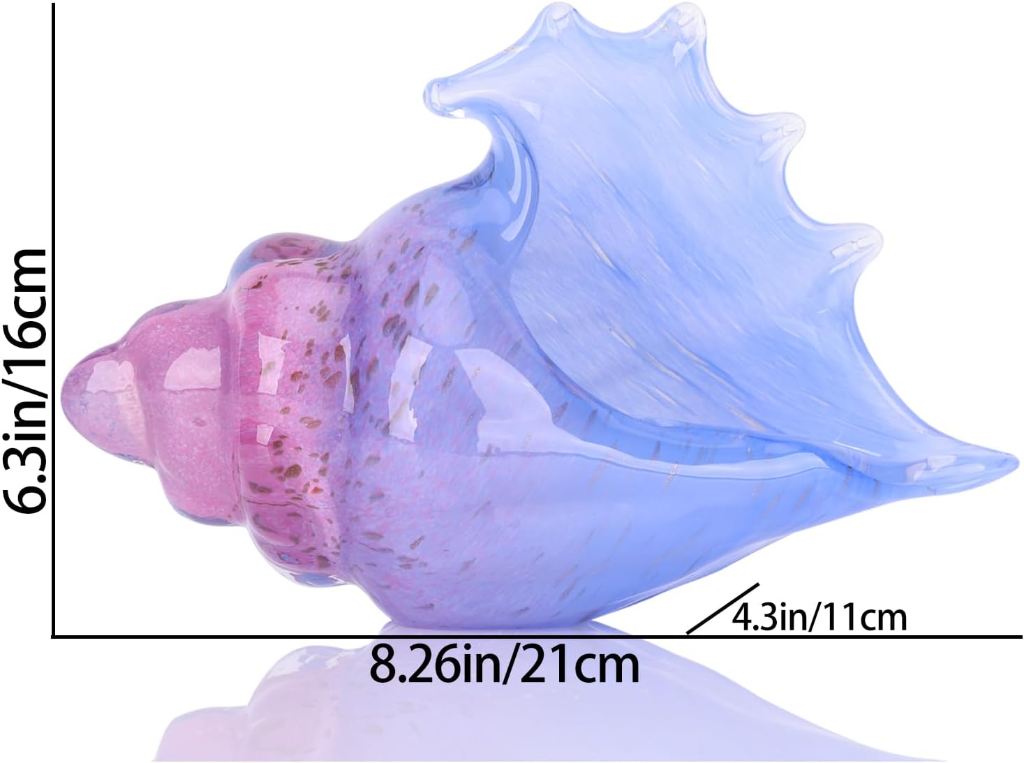 DOVDOV Hand-Blown Glass Conch Sculpture, Coastal Home Decor Conch Horn, Glass Art Seashell Ornament, Office, Living Room Tabletop Centerpiece, Bathroom Shelf top and Cabinet Decoration.