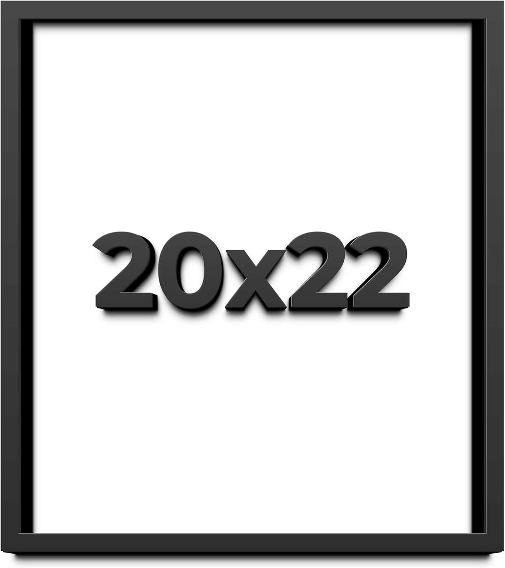 20x22 Shadow Box Frame Black | 1 Inch Deep Solid Wood Shadowbox Display Frame | UV Resistant Acrylic Plexiglass, Acid Free Backing, and Hanging Hardware | Dugan Picture Frame Style