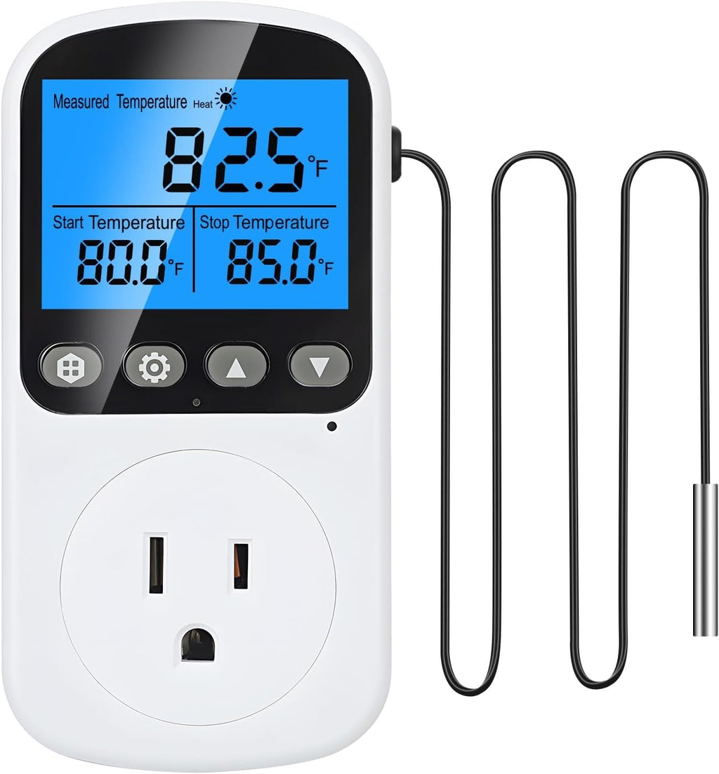 INKBIRDPLUS Temperature Controller Outlet, Smart Heating Cooling Control with 4 Timing Modes, Backlit LCD, Calibration, Ideal for Reptile, Incubation, Aquarium, Home Brewing (TC+CD)