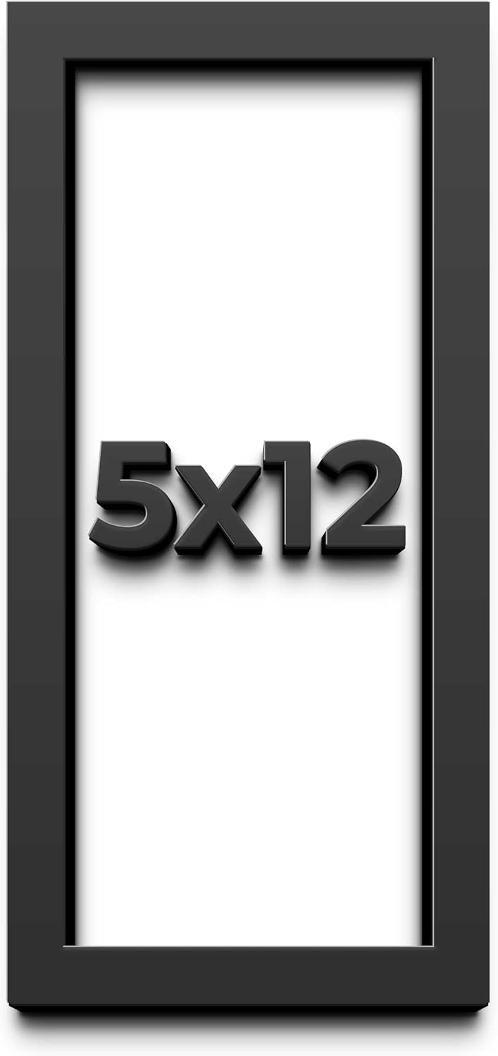 5x12 in Shadow Box Frame Black | 1 Inch Deep Solid Wood Shadowbox Display Frame | UV Resistant Acrylic Plexiglass, Acid Free Backing, and Hanging Hardware | Dugan Picture Frame Style