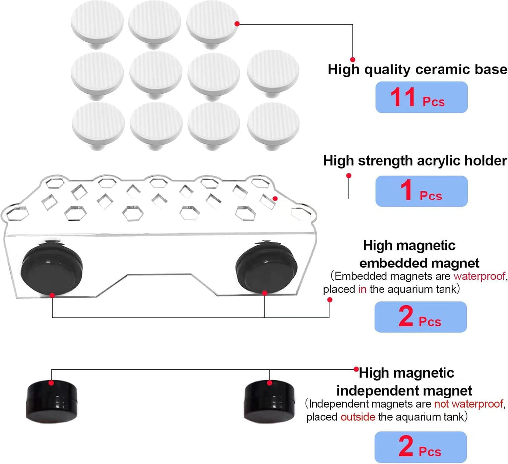 Coral frag Magnetic Holder, Magnetic Coral frag Plug Holder，,Magnetic Coral frag Rack，The Medium Magnetic Coral frag Holder Set with 11 Coral frag Plug Ceramic Bases