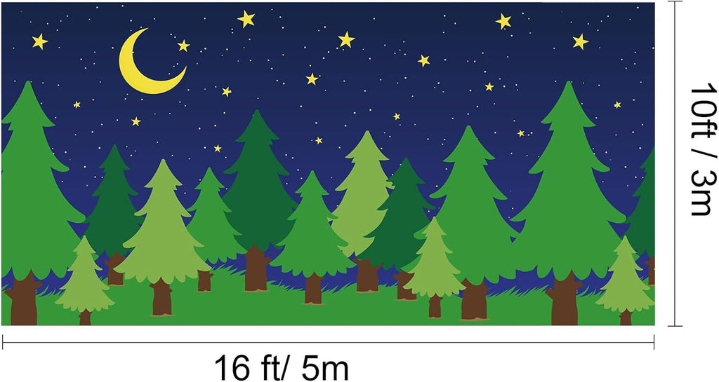10 x 16 ft Enchanted Forest Camping Backdrop Scene Camping Background Supplies Forest Night Scene Photography Background for Theme Party Photo Banner Decoration