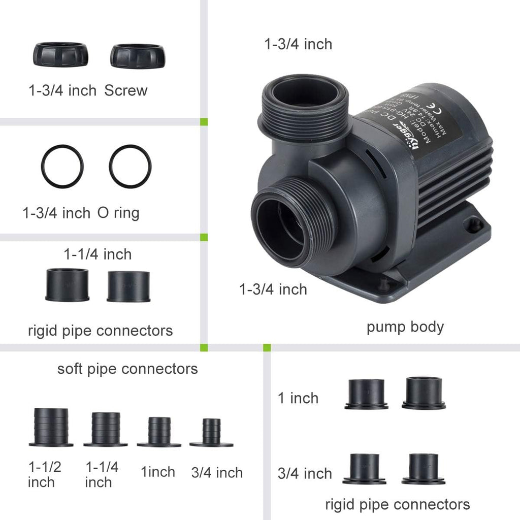 Hygger 1350GPH Quiet Submersible and External 24V Water Pump, with Controller (30%-100% Settings), Powerful Return Pump for Fish Tanks, Aquariums, Ponds, Fountains, Sump, Hydroponics (40W, 13.1ft)