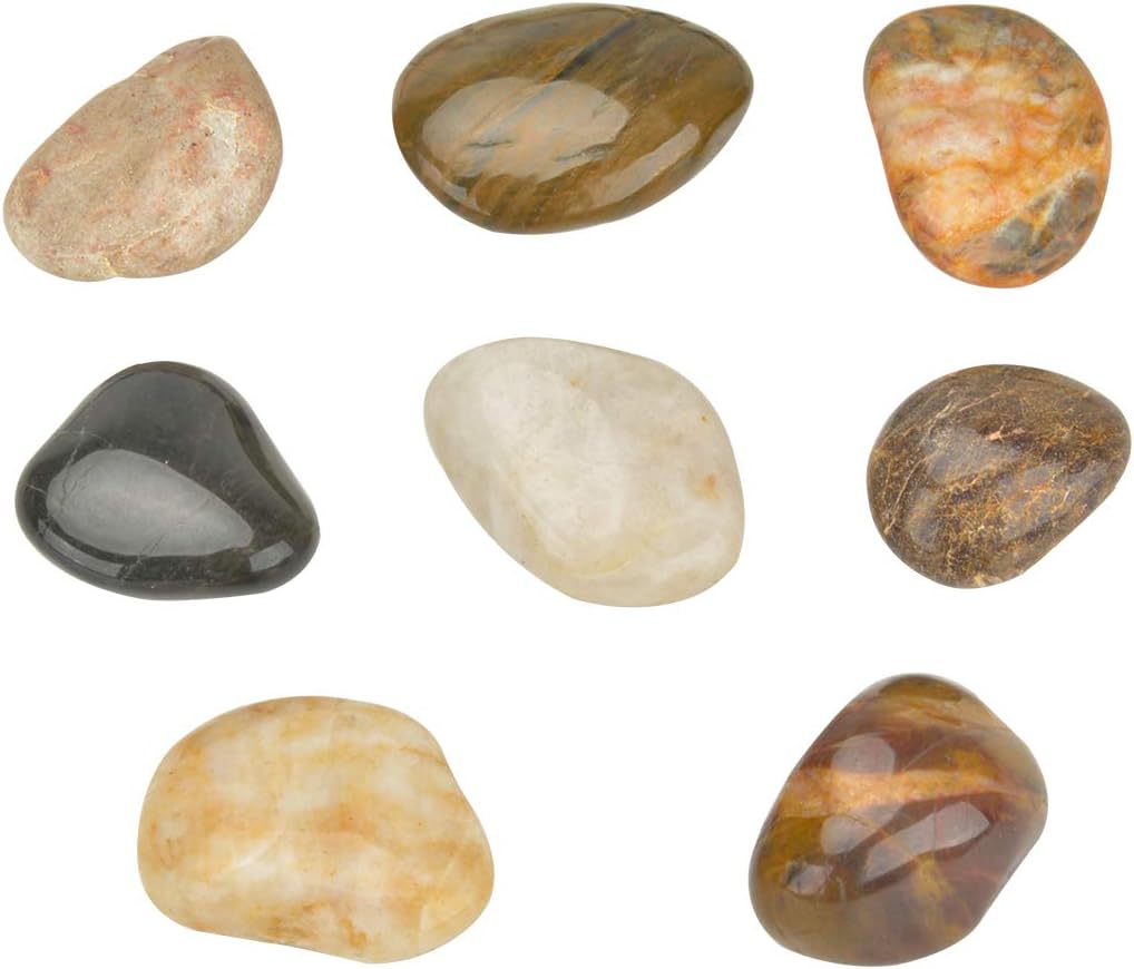 Mr. Fireglass Natural Polished Pebbles, 1 Inch Decorative Mixed Color Stones Aquarium Gravel River Rocks for Vase, Succulents, Landscaping and Home Decor (10-lb Bag)