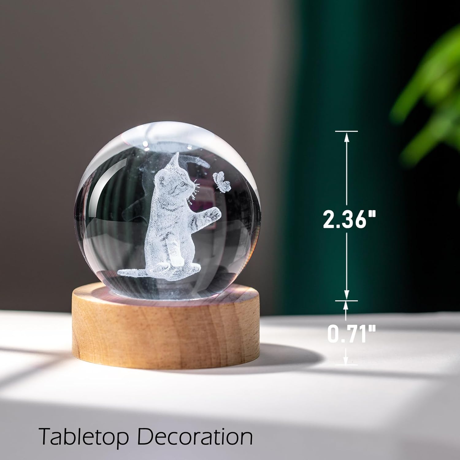 IFOLAINA 3D Cat Crystal Ball Gifts Ideas for Girlfriend Wife Mom Couple Her Cat Lovers Presents for Women Birthday Decorative Crystal Sphere Decor Lamp