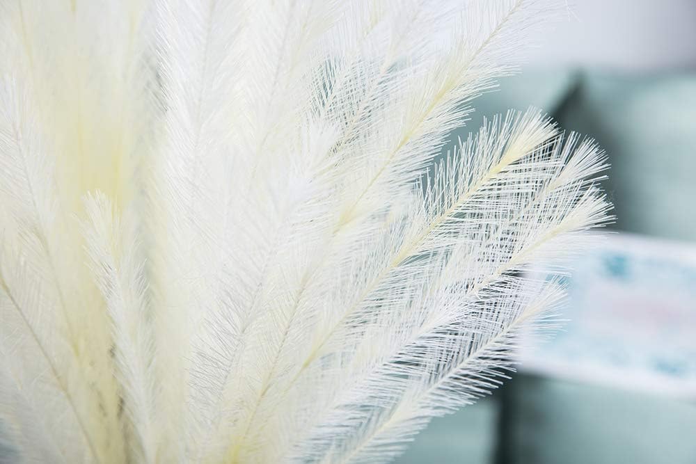 UiiziC Faux Pampas Grass 8 PCS 30"/76cm Dried Fluffy Artificial Flowers Ascendant Grass for Vase Fillers Wedding Party Bouquets Home Hotel Centerpieces Decor (White)