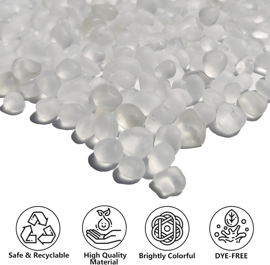 Sea Glass Stones - 0.9LB White Frosted Glass Pebbles Gemstones - Perfect for Aquarium Rocks, Fish Tank Gravel, Vase Fillers, DIY Crafts, and Home Decor