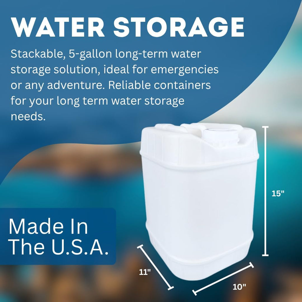 5-Gallon Stackable Water Storage Containers, Water Treatment,5 Gallons w/2 Lids + 1 Spigot, Easy Fill, Survial Supply Emergency Water Storage for Disaster Preparedness, 5 Gallon (1 Tank)